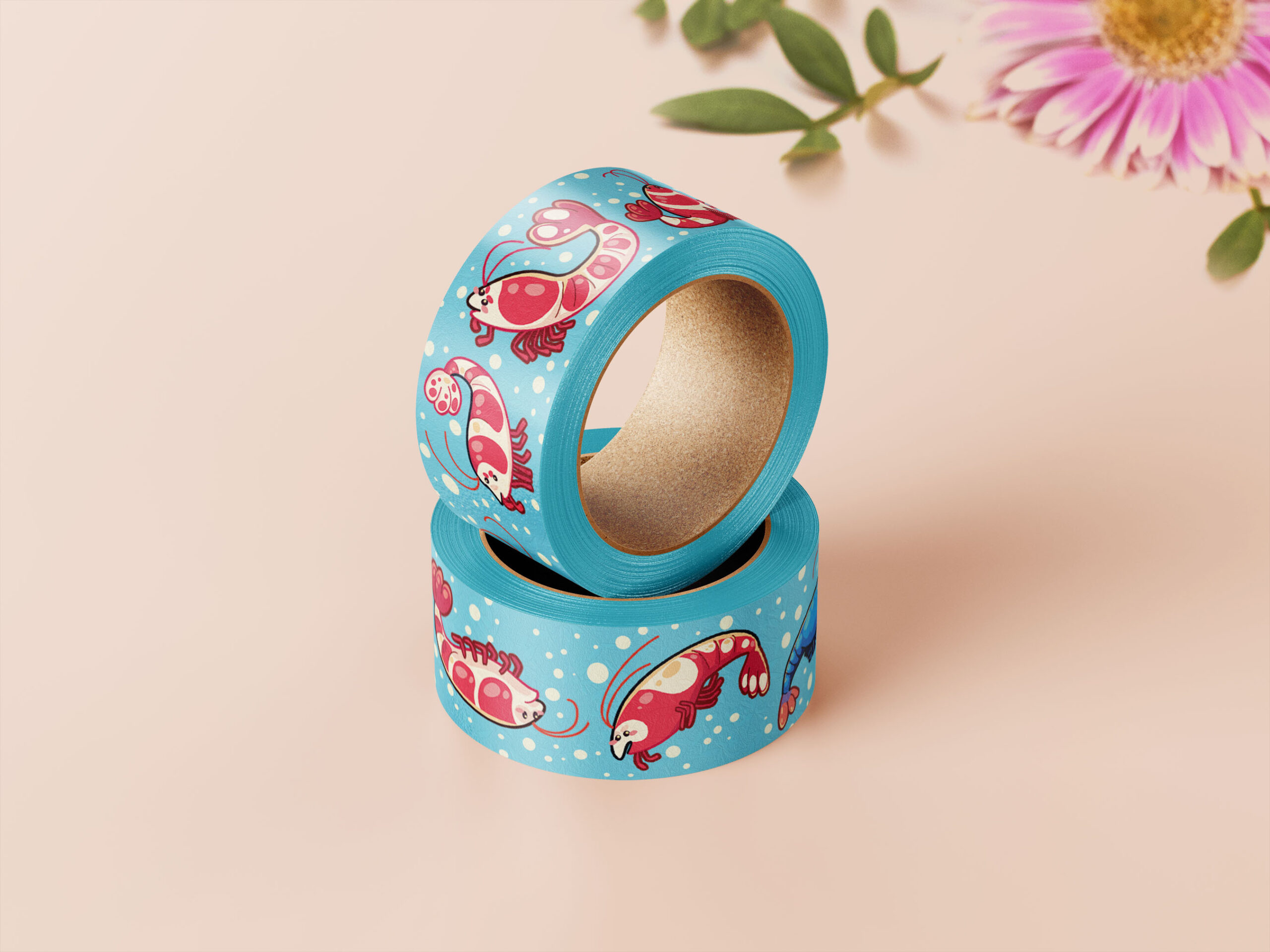 Mockups Design Lil' Shrimp Guys Washi Tape: Cute Prawn Bullet Journaling - Image 1