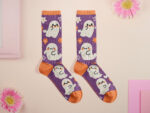 Ghosts Cotton Crew Socks | Cute Knitted Halloween Socks