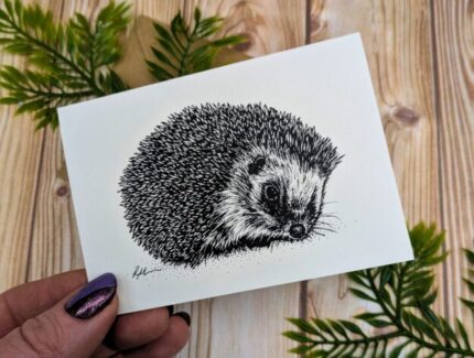 Hedgehog Art Card: British Wildlife Mini Notecard