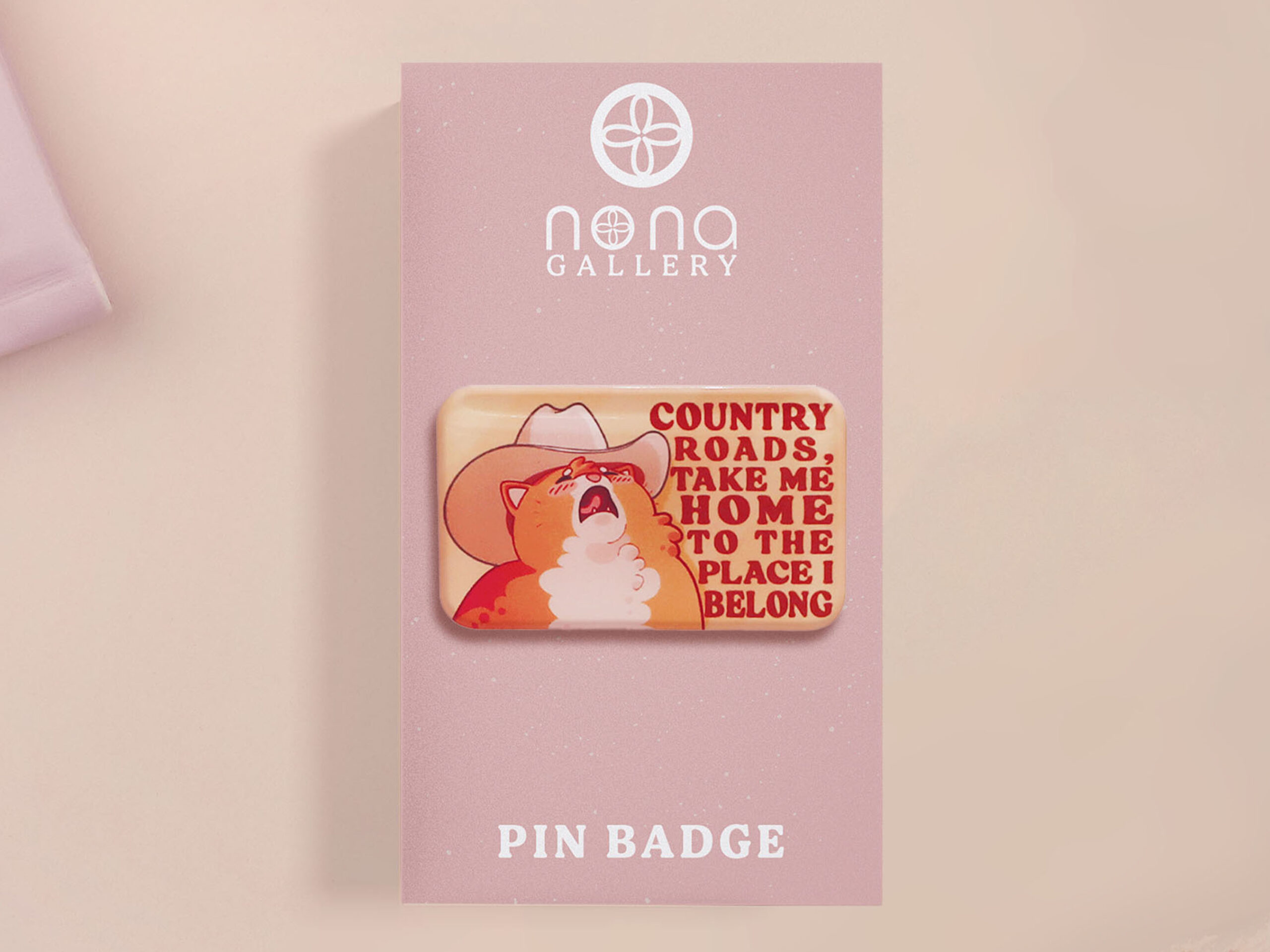 Country Roads Singing Cowboy Cat Meme Funny Quote Cute Acrylic Pin Badge Accessory Gift by Nona Gallery Thumbnail Country Roads Cat Meme Acrylic Pin Badge: Cowboy Singing Cat Accessory - Image 1