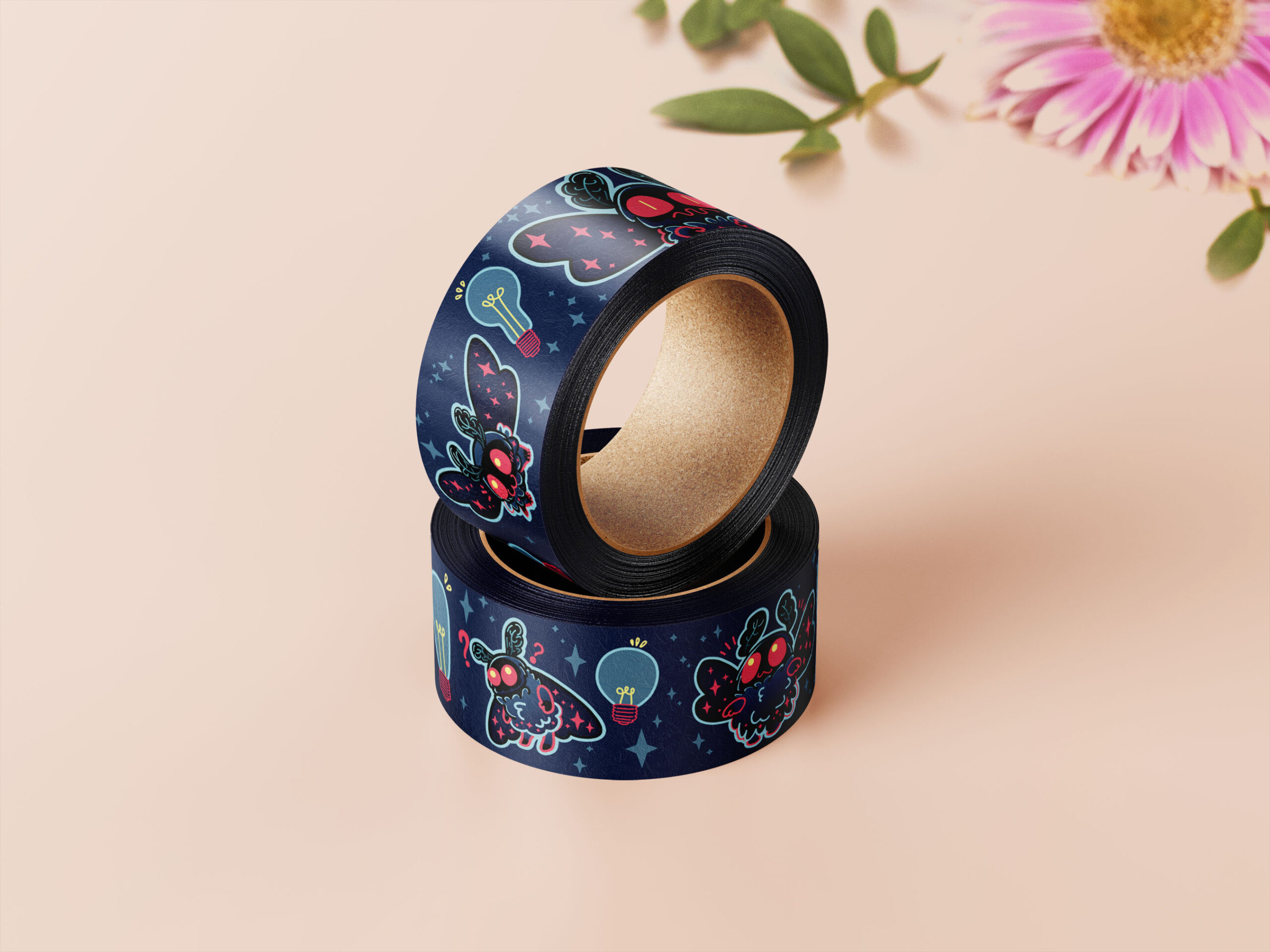 Mockups Design Mothman Washi Tape: Cute Cryptid Monster Journalling Craft Tape - Image 1