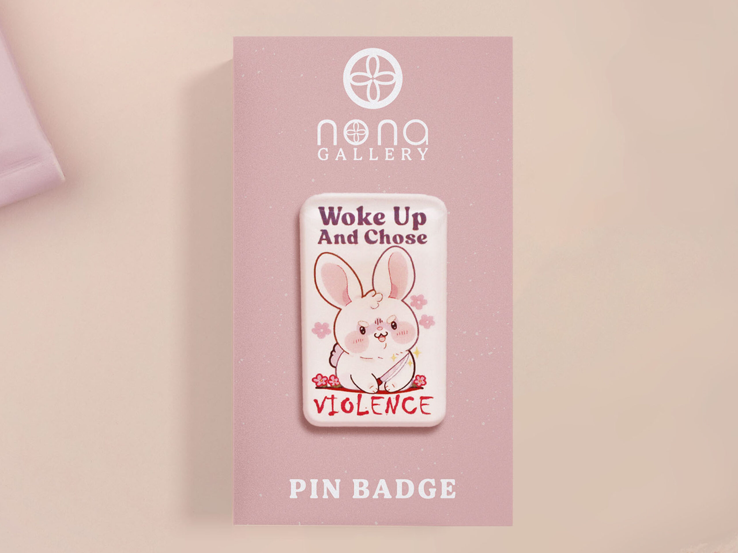 I Woke Up And Chose Violence Danger Bunny Rabbit Chibi Funny Quote Cute Acrylic Pin Badge Accessory Gift by Nona Gallery 1 I Woke Up And Chose Violence Rabbit Badge: Funny Animal Meme Pins - Image 1