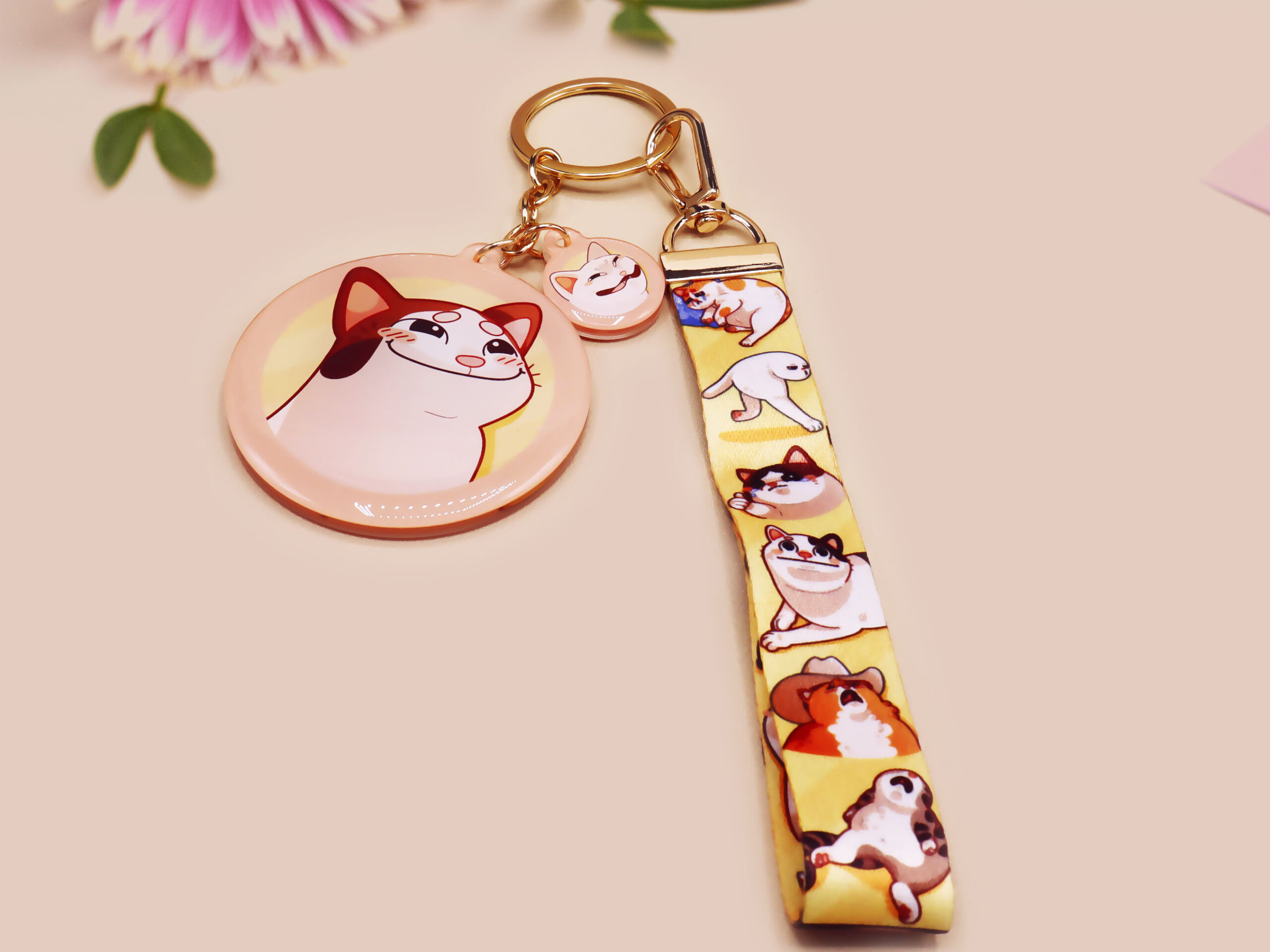 Meme Cats Cute Lanyard Keychain by Nona Gallery 1 Meme Cats Lanyard Keychain: Funny Viral Internet Cat Acrylic Charm - Image 1