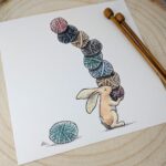 Rabbit with Wool Stash Greeting Card: Humorous Knitting Birthday Card - Image 2