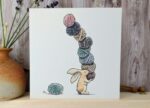 Rabbit with Wool Stash Greeting Card: Humorous Knitting Birthday Card