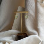 Gold Plated Oval Stone Drop Earrings - Image 7